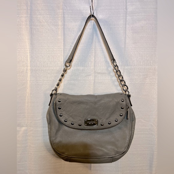 Michael Kors gray shoulder purse with chain - Picture 2 of 11
